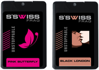 

S'SWISS Pink Butterfly and black london Combo Pack - 40 ml Pocket Perfume - For Men & Women(40 ml, Pack of 2)
