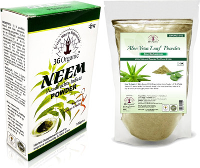 

3G Organic Neem Aloe Vera 100% Natural Anti Acne Anti Dandruff Pack(200 g)
