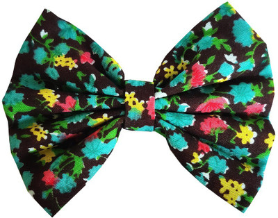 

craft maniacs Green cactus print 4" inches bow Hair Clip, Hair Pin, Back Pin(Green)