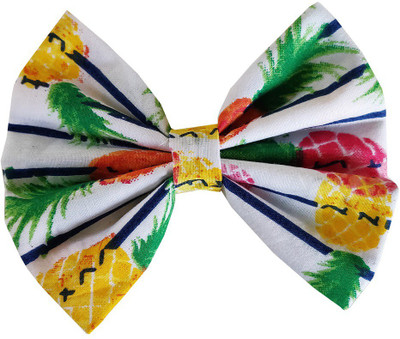 

craft maniacs Pineapple themed 4" inches bow Hair Pin, Back Pin, Hair Pin(Pink)