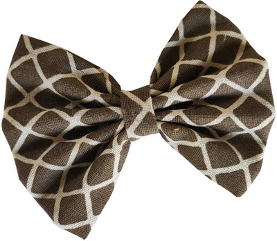 

craft maniacs Brown with white checks 4" inches bow Hair Pin, Back Pin, Hair Pin(Brown)