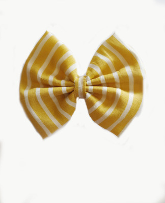 

craft maniacs Yellow stripes 4" inches bow Hair Clip, Hair Pin, Back Pin(Yellow)