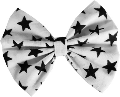 

craft maniacs Star themed 4" inches bow Hair Clip, Hair Pin, Back Pin, Hair Chain(White)