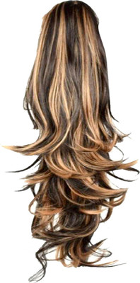 

WONDER CHOICE 2-In-1 Straight and Curly Golden High Lighting Clutcher Ponytail Hair Extension