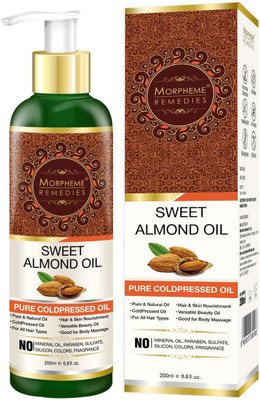 

Morpheme Remedies Pure Sweet Almond Oil (ColdPressed) For Hair, Body, Skin Care, Face Hair Oil(200 ml)