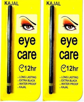 

eyecare eye kajal Deep black eye kajal 12 hours Water & smudge proof [pack-of 2] Black for dramatic eye(Black)