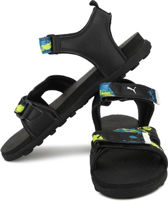

Puma Boys & Girls Velcro Sports Sandals(Black, Mykonos blue