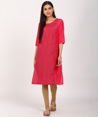 Aurelia Women Printed Straight Kurta(Pink)