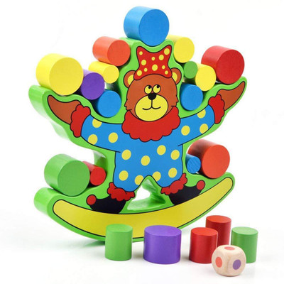 

RVOLD Wooden Game Bear Cartoon Shaped Disk Balancing Stacking Toy(Multicolor)