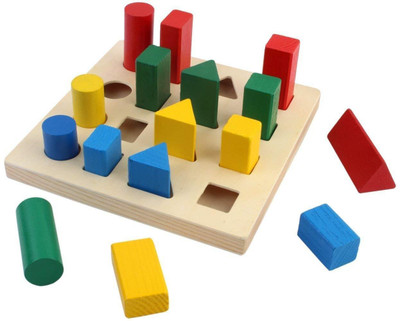 

Civil Geometry Shape Sorter Blocks Wooden Toys for Kids(Multicolor)