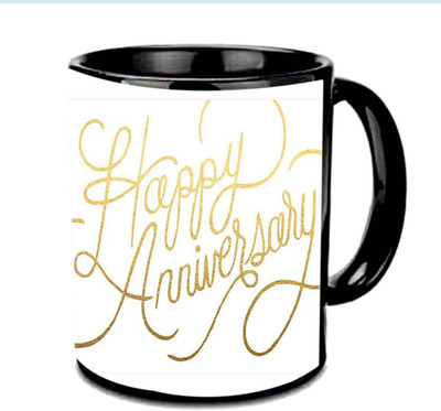 

Raj Laxmi Happy Anniversary With Nice Fonts Multicolor Ceramic Mug(350 ml), Black