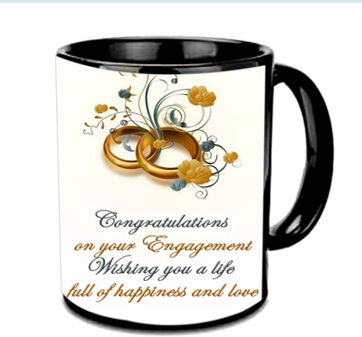 

Raj Laxmi Congratulation On Your Engagement Multicolor Ceramic Mug(350 ml), Black