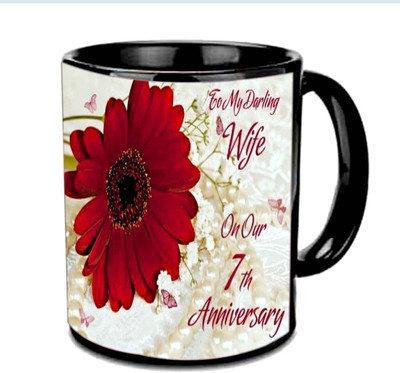 

Raj Laxmi Happy 7th Anniversary My Loving Wife Multicolor Ceramic Mug(350 ml), Black