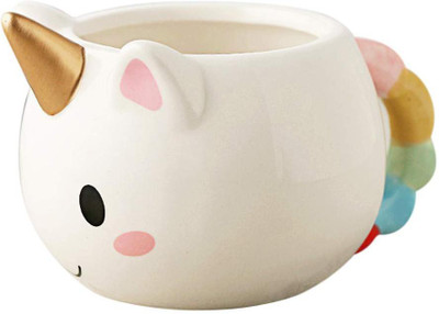 AweStuffs Ceramic Unicorn 3D with Rainow Handle Ceramic Coffee Mug(320 ml)