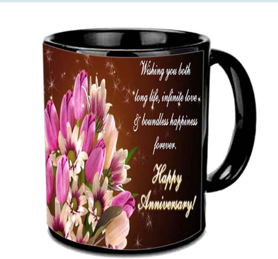 

Raj Laxmi Happy Anniversary With Nice Quote Multicolor Ceramic Mug(350 ml), Black
