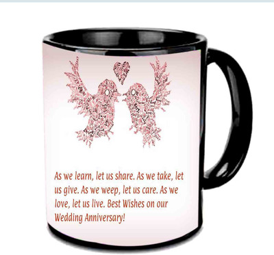 

Raj Laxmi Best Wishes On Wedding Anniversary Multicolor Ceramic Mug(350 ml), Black