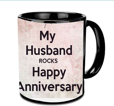

Raj Laxmi Anniversary Wishes For Caring Husband Multicolor Ceramic Mug(350 ml), Black