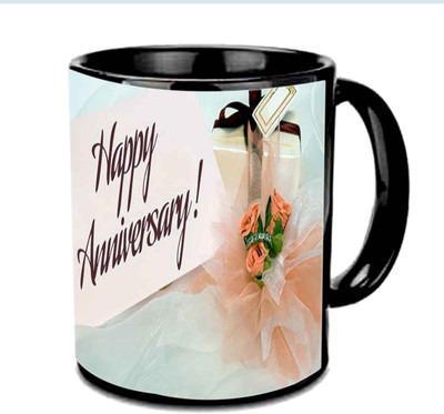 

Raj Laxmi Wonderful Design Anniversary Wishes Multicolor Ceramic Mug(350 ml), Black