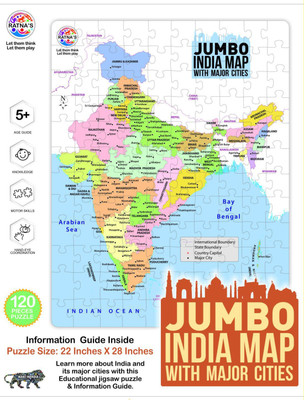 

Ratnas EDUCATIONAL JUMBO INDIA MAP JIGSAW PUZZLE,120 PIECES(120 Pieces)