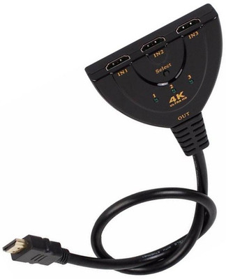 

BUY SURETY Best Collection HDMI 3 Port 4K HDMI Switch Splitter with Pigtail Cable for Fire Stick, NintendoSwitch Supports Full HD 4K 1080p for pc DVD Player, HD-DVD Player Media Streaming Device(Black)