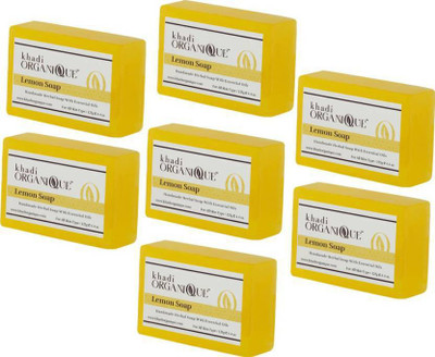 

khadi organique HANDMADE LEMON SOAP WITH ESSENTIAL OIL -875 GM PACK OF 7 (875 g, Pack of 7)(875 g, Pack of 7)