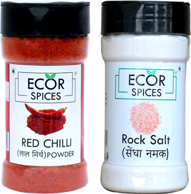 

ECOR SPICES Rock Salt- 200 gm, Red chilli- 100 gm Combo(2 x 100 g)