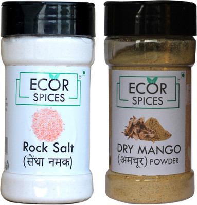 

ECOR SPICES Rock Salt- 200 gm, Dry Mango- 100 gm Combo(2 x 100 g)