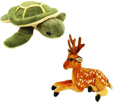 

MEGAEMART DEER AND TORTOISE ANIMAL SOFT TOY PACK OF 2 - 40 cm(Multicolor)