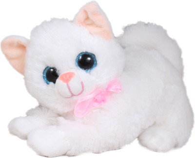 

Tickles White Laying Cat Stuffed Soft toy For Kids 25 cm - 25 cm(White)