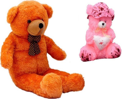 

THE HIGH THINKING TOYS Combo Offer Pack of Two Extra Large Brown Teddy Bear 5 Feet & Small Cute Pink Teddy bear i love you with cap 40 cm - 152 cm(Brown, Pink)