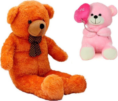 

THE HIGH THINKING TOYS Combo Offer Extra Large Brown Teddy Bear 5 Feet & Pink Balloon Teddy Bear with i love you heart 40 cm For some one special - 150 cm(Brown)
