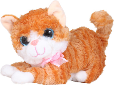 Tickles Brown Cute Laying Cat Stuffed Soft toy For Kids 25 cm - 25 cm(Brown)