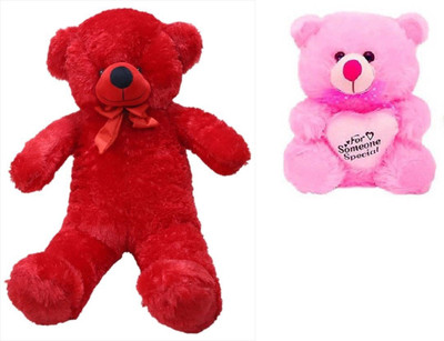 

Samayra Toys Combo Offer Pack of Two Large Cute Red Teddy Bear 4 Feet & Small Pink Teddy Bear with I Love you heart 40 cm - 120 cm(Red, Pink), Pink;red