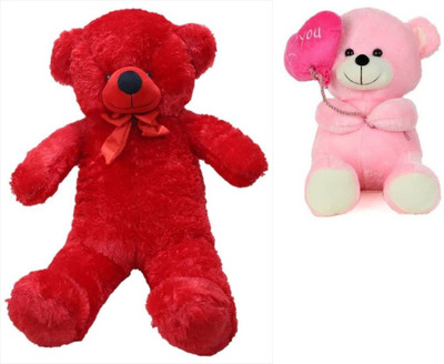 

Samayra Toys Combo Offer Pack of Two Large Cute Red Teddy Bear 4 Feet & Pink Balloon Teddy Bear with I Love you heart 40 cm - 120 cm(Red, Pink), Pink;red