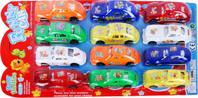 

AutoVHPR Set of Small 12 Plastic Designer Multicolor Racing Cars with Pullback Mechanism for Children(Multicolor)