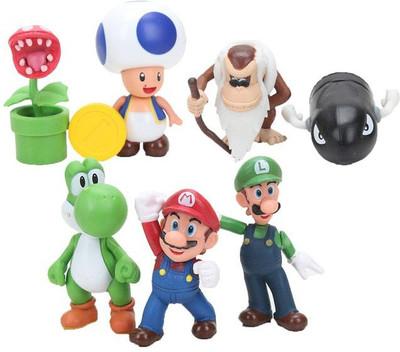 

Toy Mela Mario Luigi Toad Yoshi Plant Missile Coin Flower 8 pcs action figure set(Multicolor)