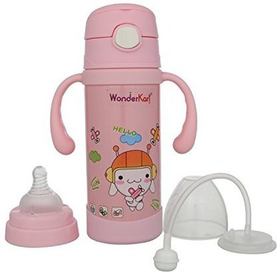 

WonderKart 240 ML Multifunctional Thermal Insulation Stainless Steel Baby Feeding Bottle with Sipper - Pink - 240 ml(Pink)