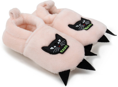 

Superminis Baby Girls And Baby Boys Velvet Cat Face And Cat Claws Thick Base Booties/ Shoes Booties(Toe to Heel Length - 12 cm Peach)
