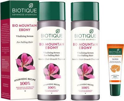 

BIOTIQUE BIO MOUNTAIN EBONY FRESH GROWTH STIMULATING SERUM INTENSIVE HAIR GROWTH TREATMENT ,LIP BALM(Set of 3)