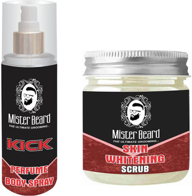 

Mister Beard Kick Perfume Body Spray 200ml WITH Skin Whitening Scrub 100g(Set of 2)