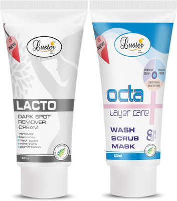 

Luster Lacto Dark Spot Remover Cream & Octa Wash Scrub Mask - Instant Facial (Set of 2)(Set of 2)