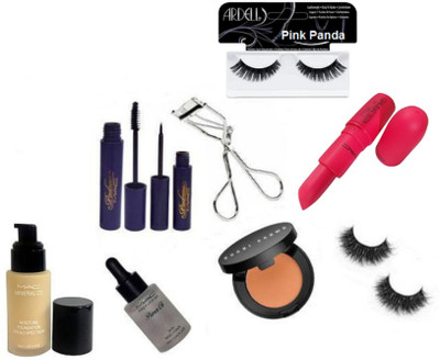 

Pinkpanda Eyelashes & Mac Mineralize Moisture Foundation & Eyeliner+Mascara & Giambattista Valli Lipstick & Prep+Prime Primer Oil & Bobbi Brown Concealer With Eyelashes Curler(Set of 9)