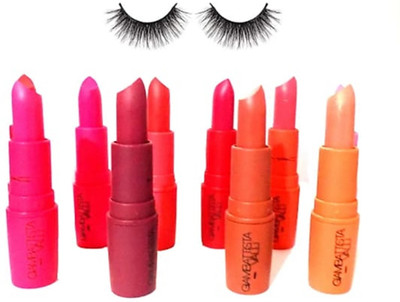 

BB MENOW ONE SET EYELASH AND ONE SET GAMBATISTA LIPSTICK 10 PCS LIPSTICK MULTI COLUR LIPSTICK (PACK OF 2)(Set of 10)