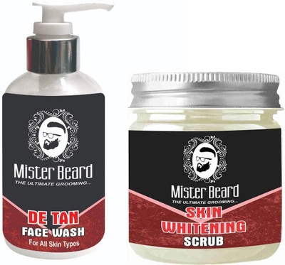 

Mister Beard De Tan Face Wash 200ml WITH Skin Whitening Scrub 100g(Set of 2)
