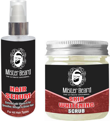 

Mister Beard Hair Serum 100ml WITH Skin Whitening Scrub 100g(Set of 2)