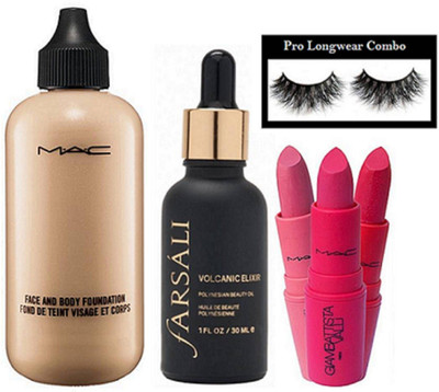 

pro longwear combo Eyelashes, Mac Face And Body Foundation, Farsali Volcanic Elixir face serum with giambattista valli lipstick (Pack of 3)(Set of 6)