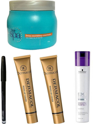 

blushinsta dermacol, hair spa, eyebrow pencil,smooth perfect shampoo(Set of 5)