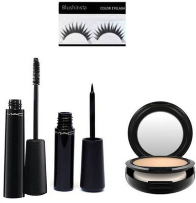 

Blushinsta Combo of Mac eyeliner, Mac Mascara, Mac compact powder and Eyelashes(Set of 4)