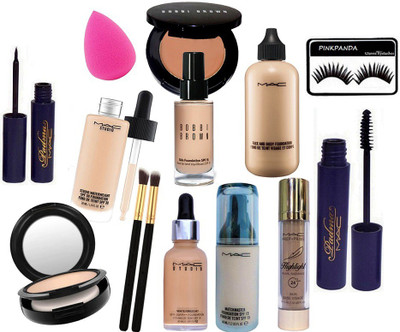 

Pinkpanda Eyelashes&Brush 2&Sponge Puff&Mac studio water weight foundation 30 ml &mac water weight & match master&face and body foundation & mac pearl highlighter&Bobbi brown skin foundation &concealer&mac compact&eyeliner mascara(Set of 14)