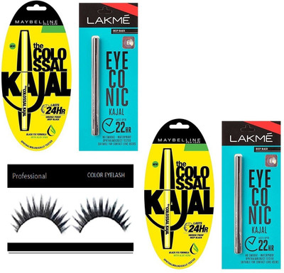 

Professional Eyelashes & New Yrok Colossal Kajal & Lakme Deep Black Kajal Pack of 4 (Set of 5)(Set of 5)